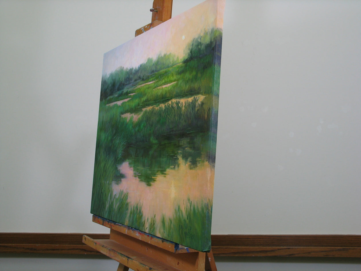 Solar Event over Marsh and Fen by Suzanne Massion |  Side View of Artwork 