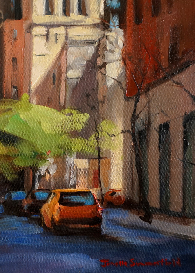 Springtime in Midtown by Jonelle Summerfield |  Closeup View of Artwork 