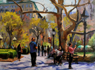 Original art for sale at UGallery.com | Springtime in Washington Square Park by Jonelle Summerfield | $1,000 | oil painting | 18' h x 24' w | photo 1