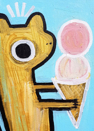 Original art for sale at UGallery.com | Squirrel with Ice Cream by Jessica JH Roller | $325 | acrylic painting | 12' h x 12' w | photo 4