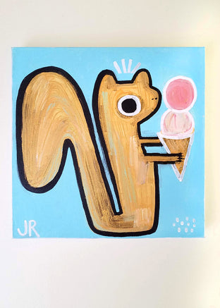 Original art for sale at UGallery.com | Squirrel with Ice Cream by Jessica JH Roller | $325 | acrylic painting | 12' h x 12' w | photo 3