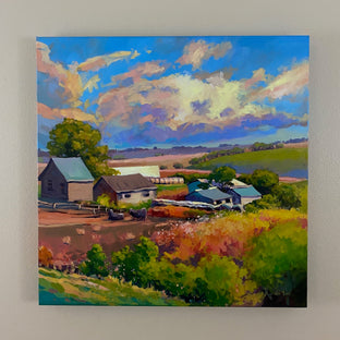 Original art for sale at UGallery.com | Overlooking the Farm by Sri Rao | $1,250 | acrylic painting | 24' h x 24' w | photo 3