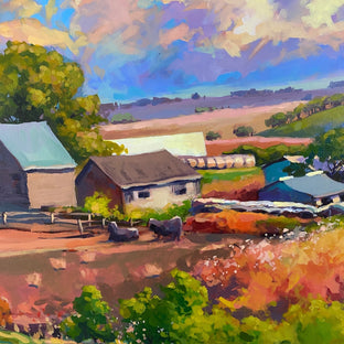 Original art for sale at UGallery.com | Overlooking the Farm by Sri Rao | $1,250 | acrylic painting | 24' h x 24' w | photo 4