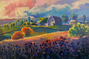 Original art for sale at UGallery.com | Sunset Retreat by Sri Rao | $1,800 | acrylic painting | 24' h x 36' w | photo 1