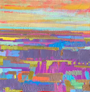 Original art for sale at UGallery.com | Purple Fields and the Horizon 1 by Srinivas Kathoju | $425 | oil painting | 12' h x 12' w | photo 1
