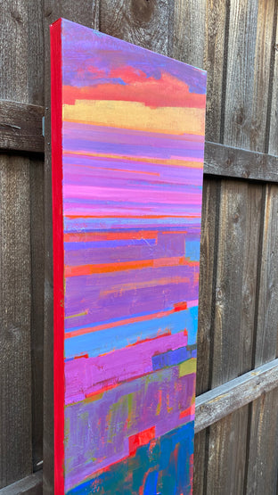 Original art for sale at UGallery.com | The Golden Stripe 1 by Srinivas Kathoju | $800 | oil painting | 36' h x 12' w | photo 3