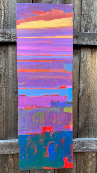 Original art for sale at UGallery.com | The Golden Stripe 1 by Srinivas Kathoju | $800 | oil painting | 36' h x 12' w | photo 2