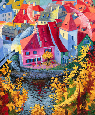Original art for sale at UGallery.com | Cesky Krumlov by Stanislav Sidorov | $3,000 | oil painting | 36' h x 30' w | photo 1
