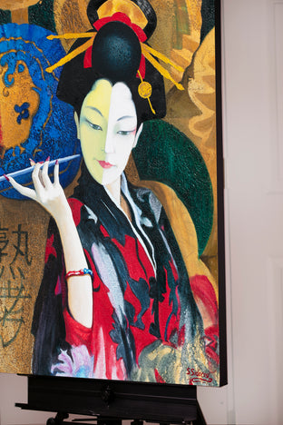 Contemplation. Japanese Woman with the Pipe by Stanislav Sidorov |  Side View of Artwork 