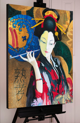 Contemplation. Japanese Woman with the Pipe by Stanislav Sidorov |   Closeup View of Artwork 
