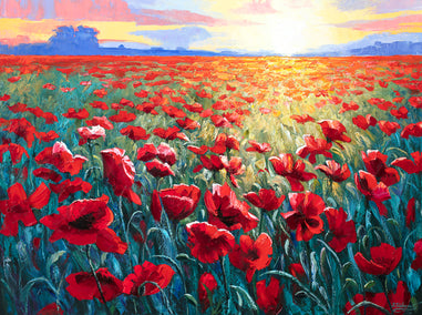 oil painting by Stanislav Sidorov titled Poppy Sunset