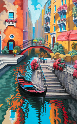 Original art for sale at UGallery.com | Quiet Day. Canal in Venice. by Stanislav Sidorov | $4,000 | oil painting | 48' h x 30' w | photo 1