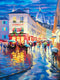 Original art for sale at UGallery.com | Rainy Night in Paris. CafŽ de Consulate by Stanislav Sidorov | $4,000 | oil painting | 40' h x 30' w | thumbnail 1