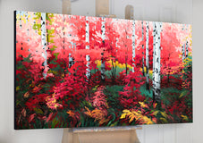 Original art for sale at UGallery.com | Ruby Red Autumn by Stanislav Sidorov | $5,000 | oil painting | 30' h x 60' w | thumbnail 3