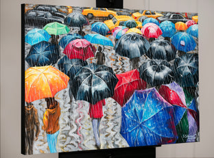 Original art for sale at UGallery.com | Street Under the Rain. New York by Stanislav Sidorov | $1,800 | oil painting | 24' h x 36' w | photo 4