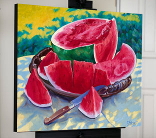Original art for sale at UGallery.com | Watermelon Summer Medley by Stanislav Sidorov | $1,600 | oil painting | 24' h x 30' w | photo 3