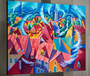 Original art for sale at UGallery.com | Wind on the Roofs. Meissen Germany. by Stanislav Sidorov | $6,000 | oil painting | 36' h x 48' w | photo 3