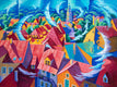 Original art for sale at UGallery.com | Wind on the Roofs. Meissen Germany. by Stanislav Sidorov | $6,000 | oil painting | 36' h x 48' w | thumbnail 1