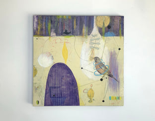 Original art for sale at UGallery.com | Bird on a Wire by Steph Gimson | $1,000 | oil painting | 18' h x 18' w | photo 3