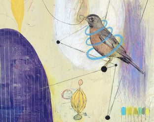 Original art for sale at UGallery.com | Bird on a Wire by Steph Gimson | $1,000 | oil painting | 18' h x 18' w | photo 4