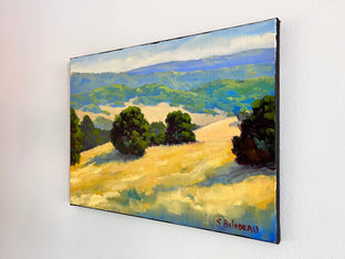 Original art for sale at UGallery.com | Distant Hills In Summer by Steven Guy Bilodeau | $600 | oil painting | 12' h x 16' w | photo 2