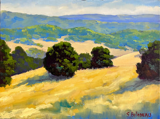 Original art for sale at UGallery.com | Distant Hills In Summer by Steven Guy Bilodeau | $600 | oil painting | 12' h x 16' w | photo 1