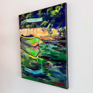 Original art for sale at UGallery.com | St. Naum Boating by Steven Guy Bilodeau | $600 | oil painting | 16' h x 12' w | photo 2