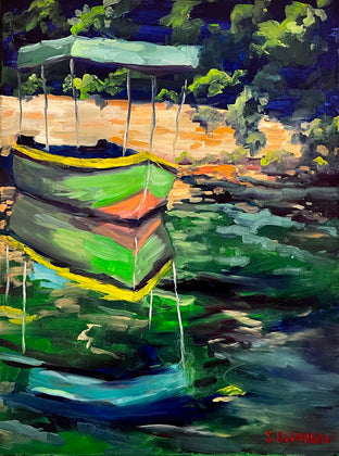 Original art for sale at UGallery.com | St. Naum Boating by Steven Guy Bilodeau | $600 | oil painting | 16' h x 12' w | photo 1