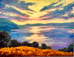 Original art for sale at UGallery.com | Sunset Over Lake Ohrid by Steven Guy Bilodeau | $625 | oil painting | 13.5' h x 18' w | thumbnail 1