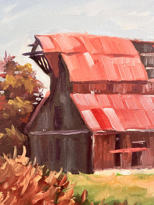 Original art for sale at UGallery.com | The Red Barn by Steven Guy Bilodeau | $525 | oil painting | 11' h x 14' w | photo 3