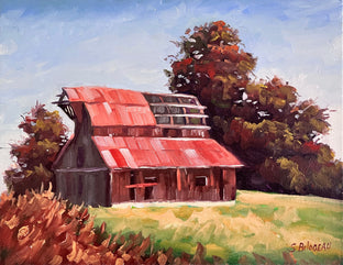 Original art for sale at UGallery.com | The Red Barn by Steven Guy Bilodeau | $525 | oil painting | 11' h x 14' w | photo 1