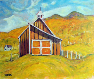 Original art for sale at UGallery.com | Grandview Farm Barn, Stowe, Vermont by Doug Cosbie | $300 | oil painting | 10' h x 12' w | photo 1