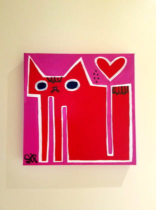 Original art for sale at UGallery.com | Valentine's Cat by Jessica JH Roller | $300 | acrylic painting | 12' h x 12' w | photo 3