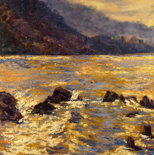 Original art for sale at UGallery.com | Sunrise at Malibu by Elizabeth Garat | $1,350 | oil painting | 24' h x 24' w | photo 1