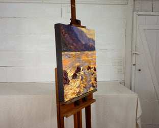 Original art for sale at UGallery.com | Sunrise at Malibu by Elizabeth Garat | $1,350 | oil painting | 24' h x 24' w | photo 2