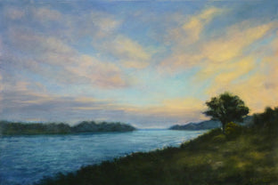 Original art for sale at UGallery.com | A Sunrise at the River by Elizabeth Garat | $1,425 | oil painting | 20' h x 30' w | photo 1