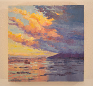 Original art for sale at UGallery.com | Sunset Sail by Karen E Lewis | $475 | oil painting | 12' h x 12' w | photo 3