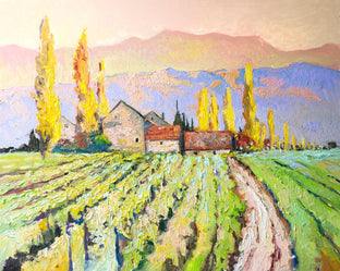 Original art for sale at UGallery.com | Fall Morning in the Vineyards by Suren Nersisyan | $1,200 | oil painting | 24' h x 30' w | photo 1