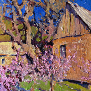 Farmhouses and Almond Trees, Spring by Suren Nersisyan |   Closeup View of Artwork 