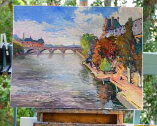 River Seine in Paris, Fall by Suren Nersisyan |  Side View of Artwork 