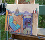 Original art for sale at UGallery.com | Roofs in Paris City, The Dôme des Invalides by Suren Nersisyan | $475 | oil painting | 14' h x 18' w | thumbnail 2