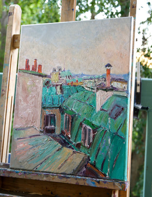 Original art for sale at UGallery.com | Roofs in Paris, Gloomy Day by Suren Nersisyan | $600 | oil painting | 20' h x 16' w | photo 2