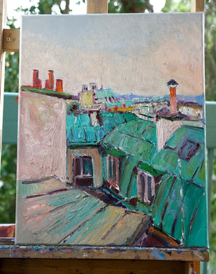 Original art for sale at UGallery.com | Roofs in Paris, Gloomy Day by Suren Nersisyan | $600 | oil painting | 20' h x 16' w | photo 3