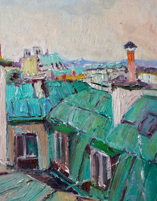 Original art for sale at UGallery.com | Roofs in Paris, Gloomy Day by Suren Nersisyan | $600 | oil painting | 20' h x 16' w | photo 4
