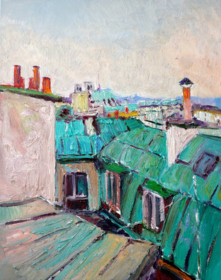 Original art for sale at UGallery.com | Roofs in Paris, Gloomy Day by Suren Nersisyan | $600 | oil painting | 20' h x 16' w | photo 1