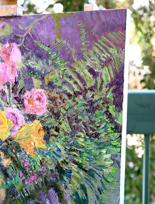 Original art for sale at UGallery.com | Roses and Houseplants by Suren Nersisyan | $900 | oil painting | 22' h x 28' w | photo 2