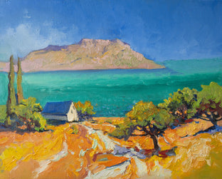 Original art for sale at UGallery.com | Turquoise Mediterranean Sea from Greek Islands by Suren Nersisyan | $500 | oil painting | 16' h x 20' w | photo 1