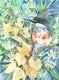 Original art for sale at UGallery.com | Belted Kingfisher and Foliage by Suren Nersisyan | $325 | watercolor painting | 16' h x 12' w | thumbnail 1