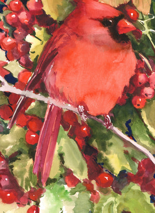 Cardinal Birds in the Woods by Suren Nersisyan |  Side View of Artwork 