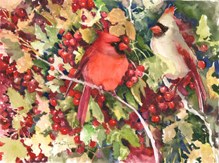 Cardinal Birds in the Woods by Suren Nersisyan |  Artwork Main Image 